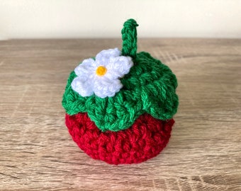 Strawberry Pin Cushion Crochet Red Pincushion Birthday Sewing Craft Gift