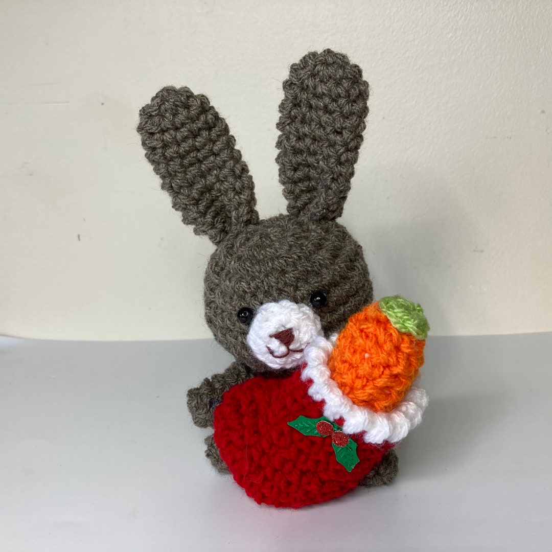 Knitted Grey Rabbit Bunny Rabbit Grey Plush Knitted Doll Stuffed Animals Rabbits Rabbit ...