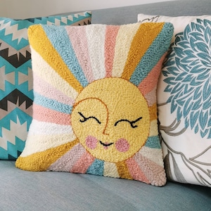 DIGITAL PATTERN - Sun Punch Needle Embroidery Cushion Pattern - Instant PDF download
