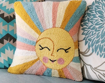 DIGITAL PATTERN - Sun Punch Needle Embroidery Cushion Pattern - Instant PDF download