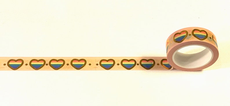 Custom GOLD FOIL pride hearts washi tape