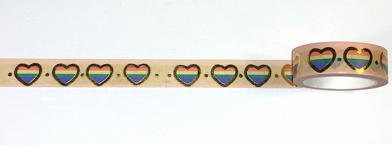 Custom GOLD FOIL pride hearts washi tape