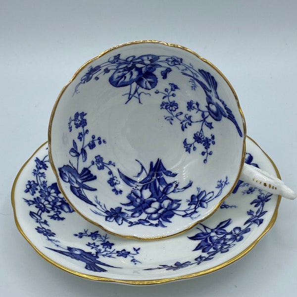 Coalport "Bluebirds" tea cup and saucer numbered 9283