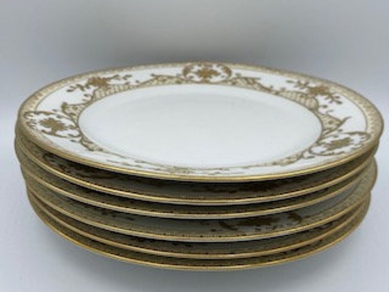 Free shipping Recommended Set of 6 Antique Plates Painted Nippon Hand