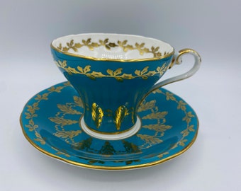 Aynsley cup and saucer blue with gold