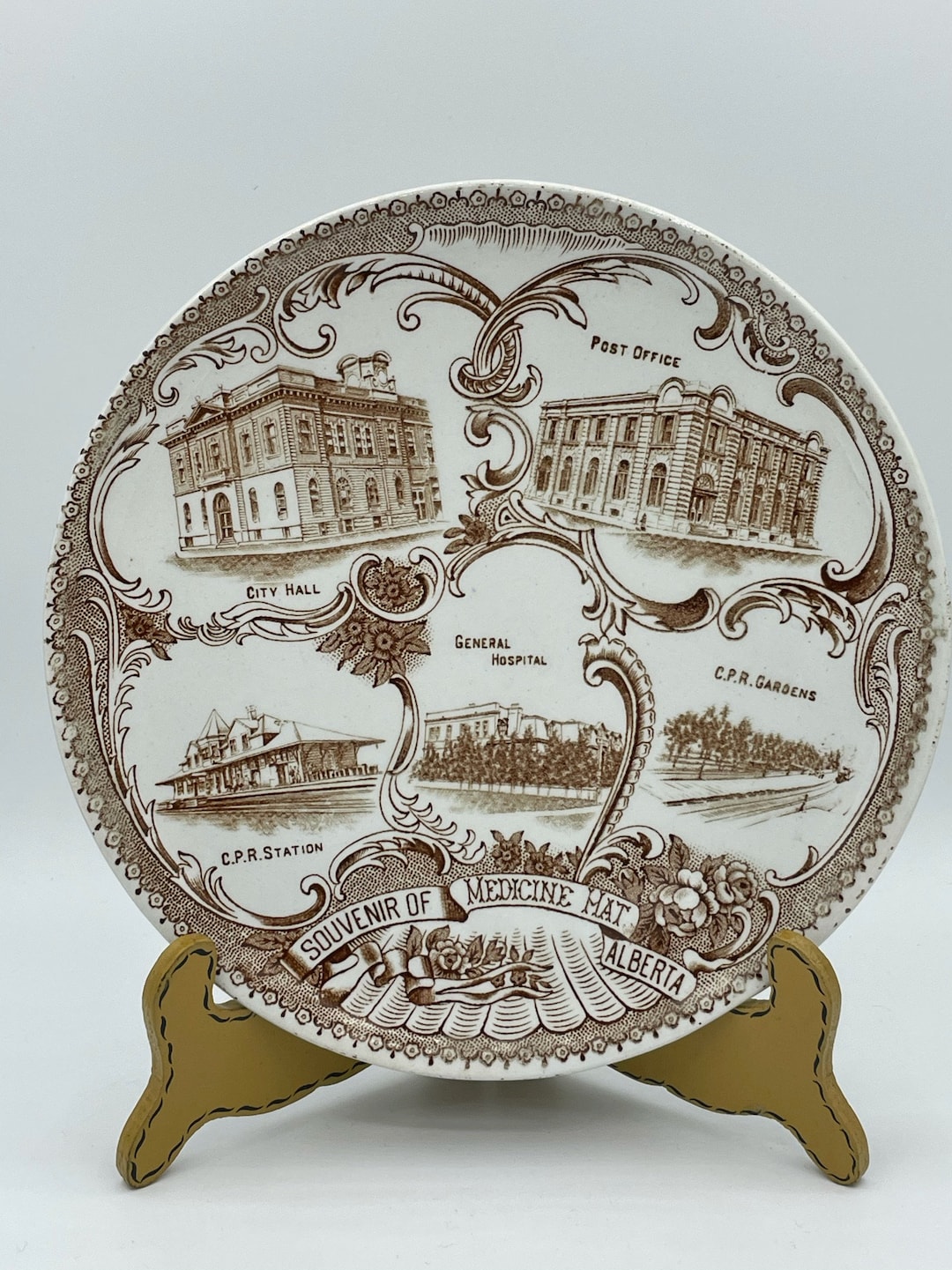 Antique Adams Souvenir Plate Medicine Hat Alberta Circa 1900 Etsy