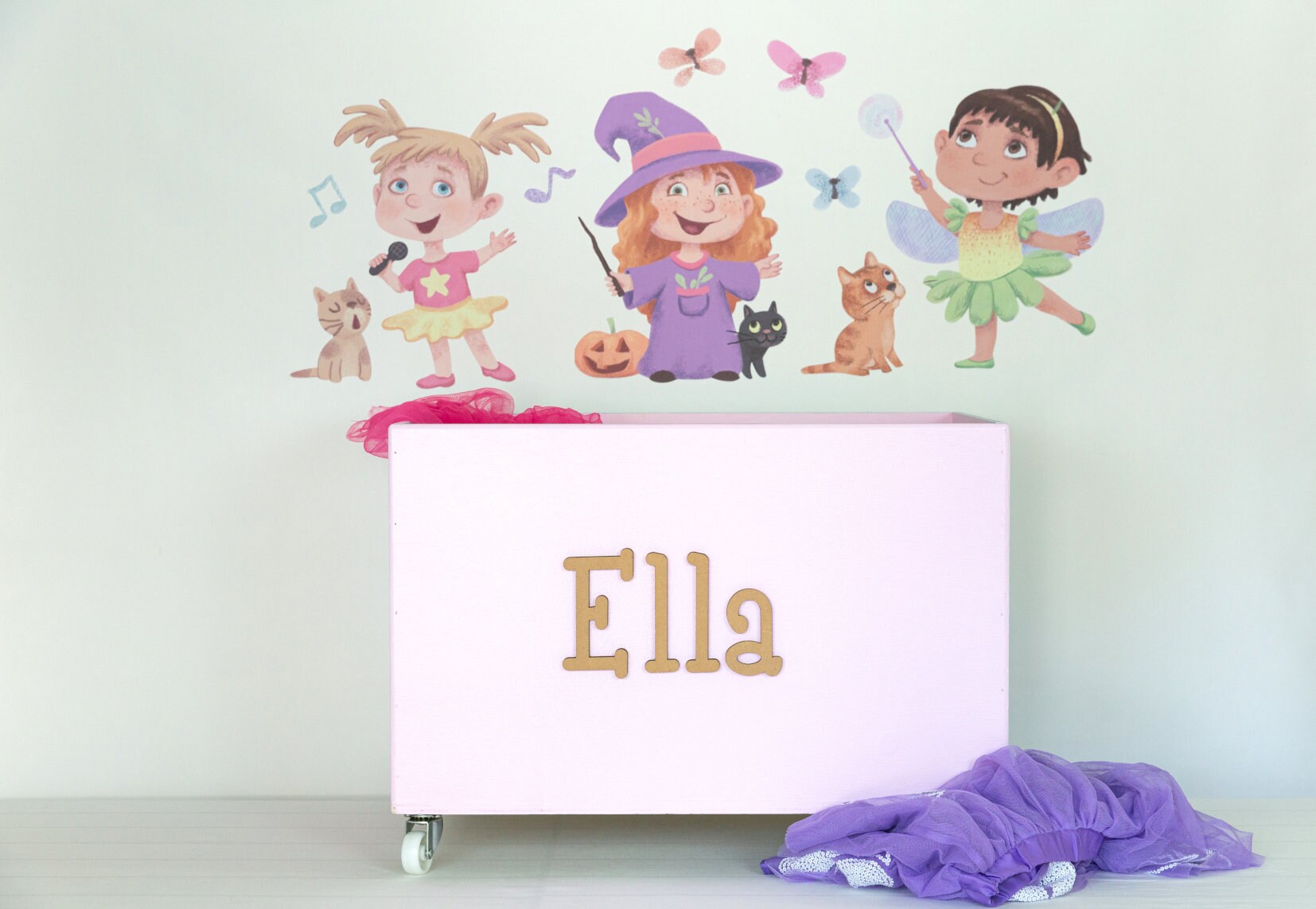 Little Girl Wall Decals Fabric Wall Decals Fairy Decals Girls Wall Stickers Witch Decals Etsy UK