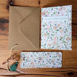 Juego de tarjetas y marcapáginas con motivos florales pintados a mano, regalo romántico para esposa, perfecto para San Valentín, aniversarios o momentos especiales