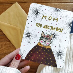 Maman, tu es la meilleure - carte pour maman, adorable cadeau de fête des mères, carte d'anniversaire avec un chat pour maman