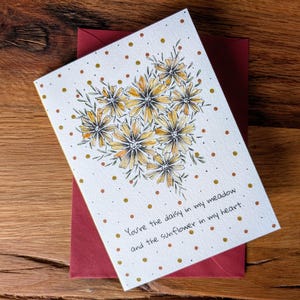 Romantic Daisy Greeting Card, Hand-Painted Heart Design for Anniversaries, Valentine's day, or Loved Ones – Elegant and Unique Gift Idea