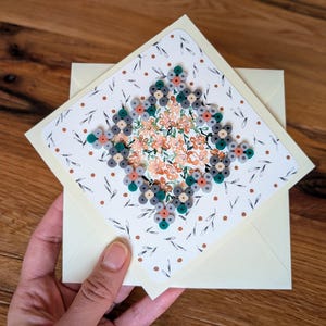 Hermosa tarjeta de felicitación con cuentas: diseño floral para aniversario, cumpleaños, regalo considerado para seres queridos, felicitaciones, regalo para mujeres