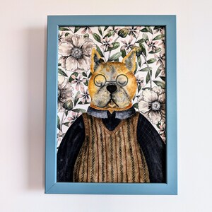 Ritratto originale di cane dipinto a mano, ritratto di Doggy Boss, regalo di compleanno perfetto per gli amanti dei cani, regalo per la festa del papà, bulldog francese