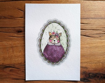 Portrait commémoratif digne d'un chat | chat élégant avec couronne de fleurs | Hommage climatique et attentionné
