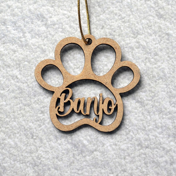 Personalized Christmas decoration Wooden dog paw. Christmas decoration Cat's paw with first name. Pet Christmas Decoration