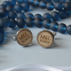 Personalized wooden wedding cufflinks. Personalized wooden cufflinks.