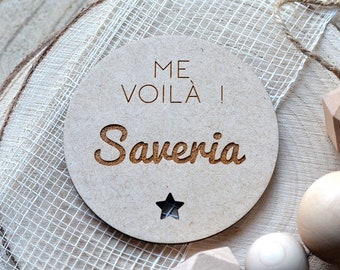 Wooden Baby Name Card - Birth Name Announcement