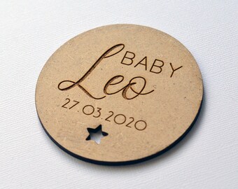 Wooden Baby Name Card - Birth Announcement