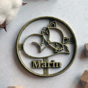 Custom Fox Cookie Cutter. Cookie cutter Volpe addormentata con nome.