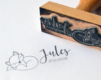 Personalized Fox stamp. Personalized Baptism stamp.