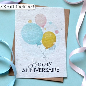 Carte à planter Joyeux anniversaire - Carte ensemencée Joyeux anniversaire. Carte à fleur Anniversaire.
