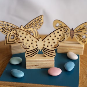 Lot de 6 Marque-places papillons à personnaliser en bois. Marque-place Papillon.