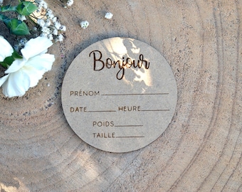 Wooden Baby Name Card to complete - Birth name announcement