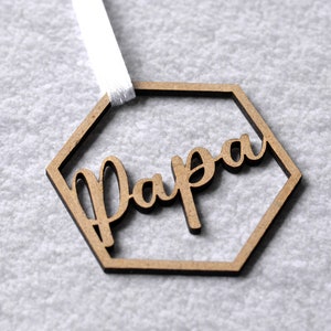 Custom Wooden Hexagone Christmas decoration. French Christmas decoration with first name.