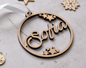 Decoración navideña de madera personalizada. Decoración de madera con nombre. Decoración de Navidad. Decoración navideña. decoración del árbol de navidad