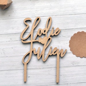 Cake topper Custom wooden wedding. Cake decoration Wedding with first name.