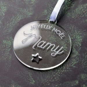 Personalised Christmas decoration in acrylic. Transparent Christmas decoration with first name. Christmas decoration. Christmas Ornament