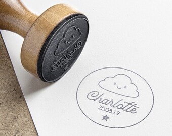 Personalized Cloud stamp. Personalized Baptism stamp. Birthday stamp with first name