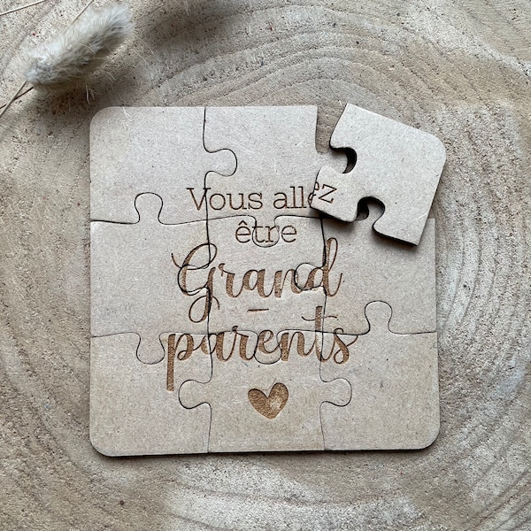 Puzzle en Bois Vous allez être grand-parents ? Annonce grossesse originale. Puzzle naissance - Annonce grand-parents.