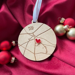 Personalized GPS Wooden Christmas Ornament. Wooden decoration with GPS location. Custom Christmas decoration. Christmas Ornament.