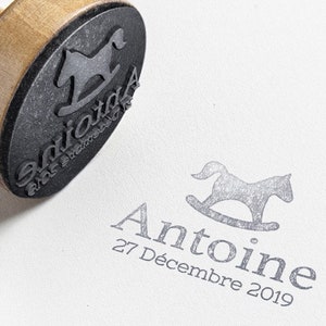 Personalized Rocking Horse stamp. Personalized Baptism stamp. Birthday stamp with first name. Babyshower stamp