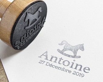 Personalized Rocking Horse stamp. Personalized Baptism stamp. Birthday stamp with first name. Babyshower stamp
