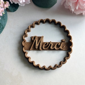 Thank you Scalloped Circle Cookie Cutter - Message cookie cutter. Thank you cookie cutter. Wedding cookie cutter.