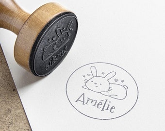 Personalized Rabbit stamp. Personalized Baptism stamp.