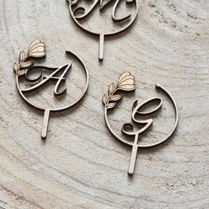 Mini Cake Topper - Wooden Cake Topper - Birthday Cake Decoration - Wedding Cake Topper - Monogram Cake Topper