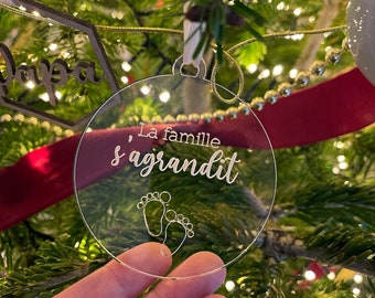 Christmas decoration The family is getting bigger. Announcement Birth. Pregnancy Announcement Christmas