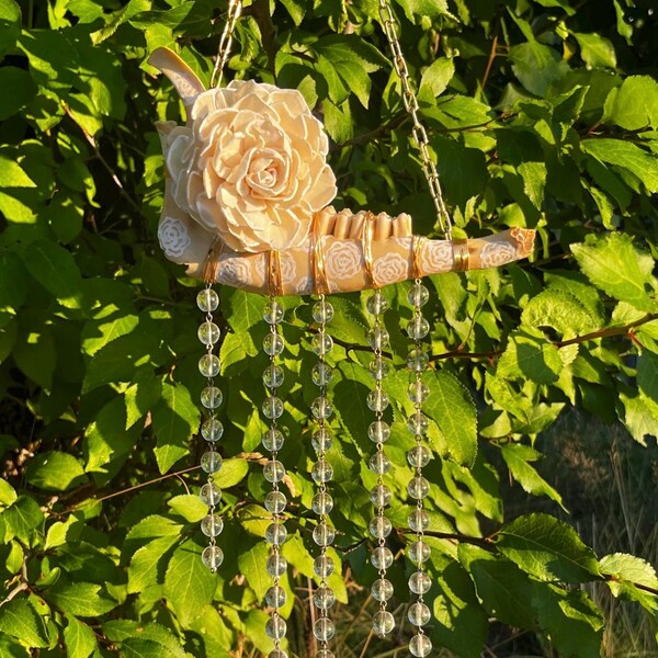 Deer bone art deer jaw art bones and flowers fine art with bones bone wall hanging flowers and bones wall hanging macabre wedding witch art