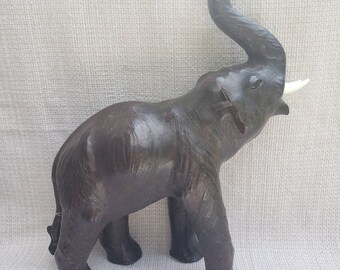Leather Elephant Vintage Etsy