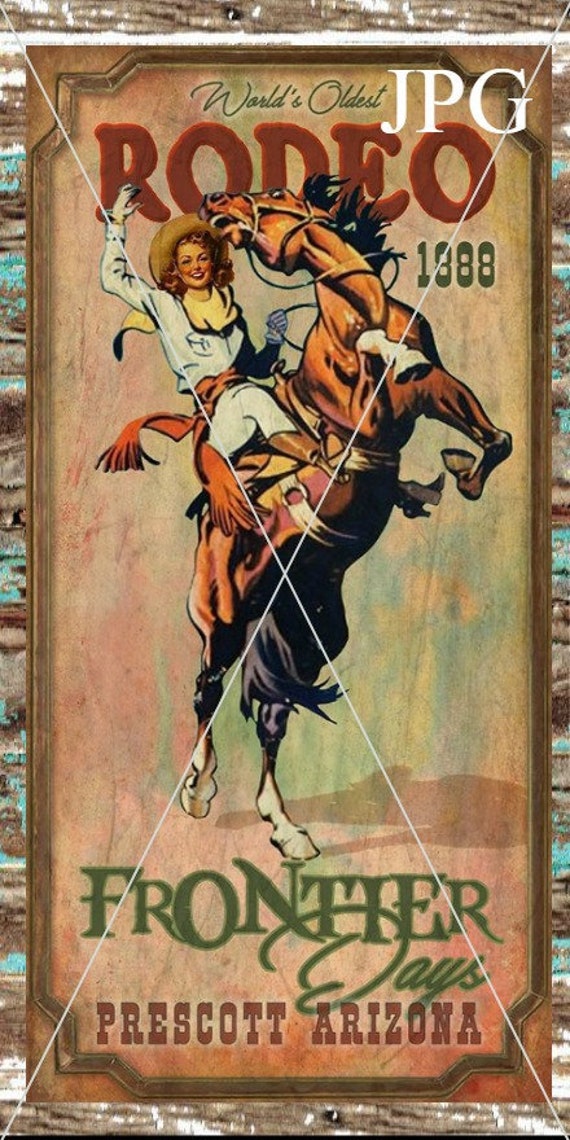 Download Vintage Cowgirl Rodeo Poster Png Svg Digital Download Etsy