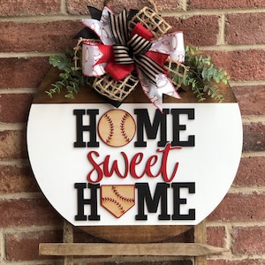 Front Door Decor, Baseball Door Hanger, Home Sweet Home Sign, Front Door Sign, Spring Wreath, Home Decor, Gift, Porch Decor, Outdoor Decor