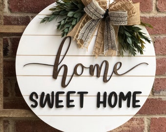 Front Door Decor, Door Hanger, Home Sweet Home Front Door Sign, Outdoor Porch Decor Wreath, Porch Sign, Front Door Sign, Home Sign, Gift