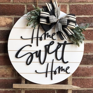 Front Door Decor, Home Sweet Home Door Hanger Wreath, Farmhouse Decor, Front Door Sign, Porch Decor, Porch Sign, Outdoor Wooden Sign, Gift