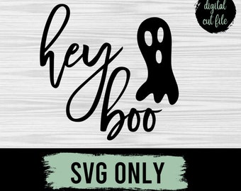 SVG Hey Boo Door Hanger Cut File, Glowforge Laser Files, Cut Files for Cricut, Silhouette, Door Hanger SVG Files, Ghost Halloween Wreath