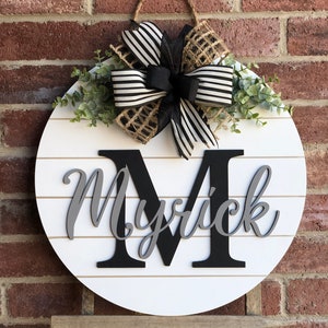 Personalized Last Name Family Sign, Laser Cut Split Initial  Letter, Wall Hanging, Custom Monogram, Outdoor Use, House Decor, Front Door  Hanger, Wedding Gift, Housewarming, Wooden Acrylic Metal (8.0 ) : Handmade  Products