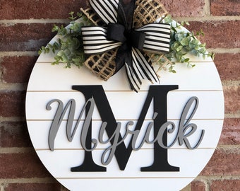 Front Door Decor, Custom Family Monogram Door Hanger, Family Last Name Sign, Wooden Initial Sign, Family Name 3D Lettering, Wedding Gift