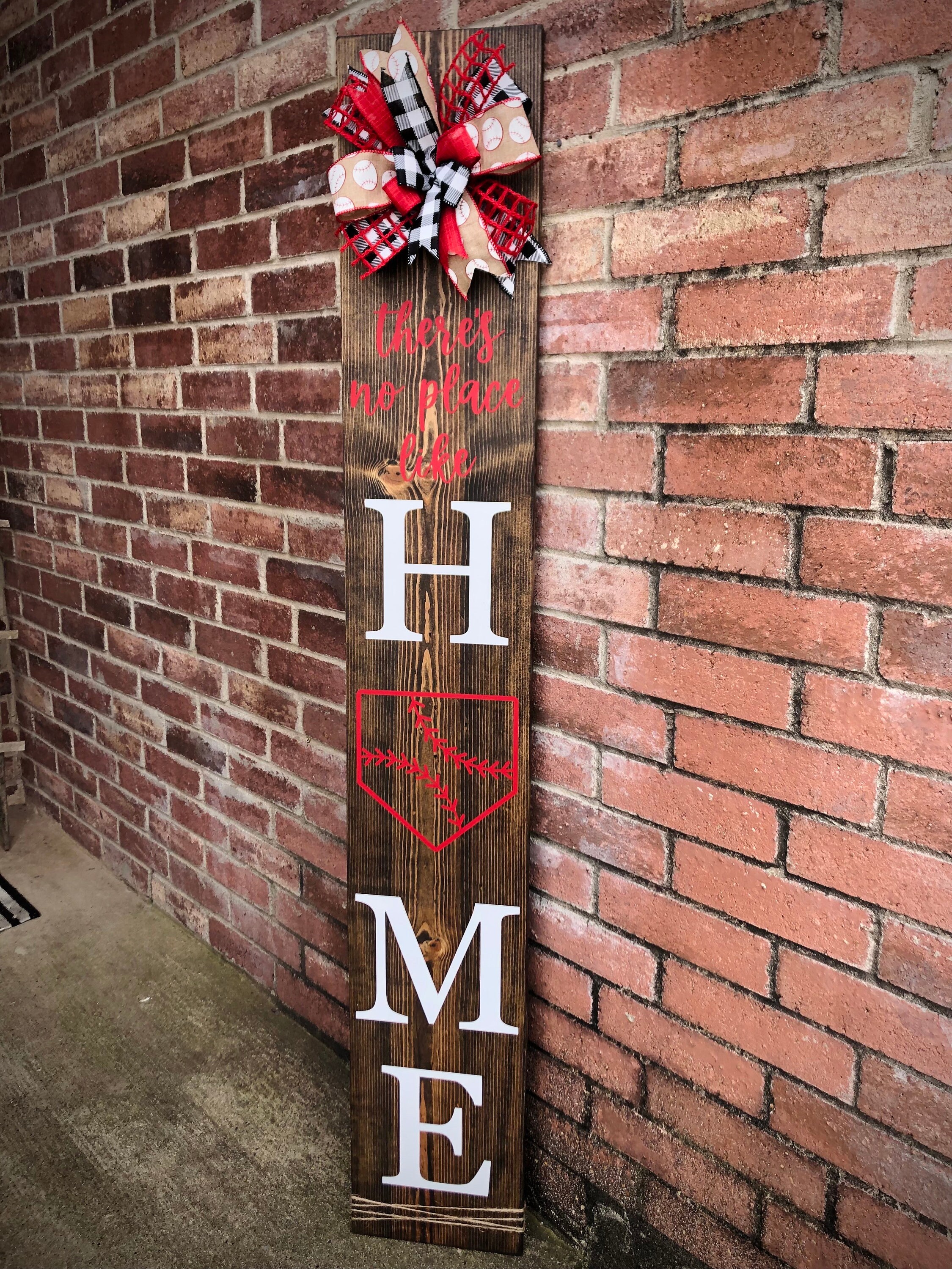 Baseball Porch Sign for Front Door, No Place Like Home Welcome Sign, Home Plate Outdoor Porch Decor for Baseball Lovers, Housewarming Gift