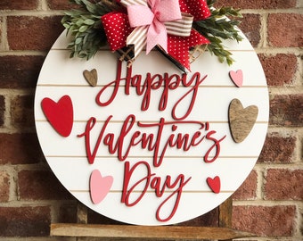 Valentines Front Door Decor, Hello Valentine, Valentines Wreath, Valentines Door Hanger, Door Wreath, Front Door Sign, Home Decor, Wood Sign